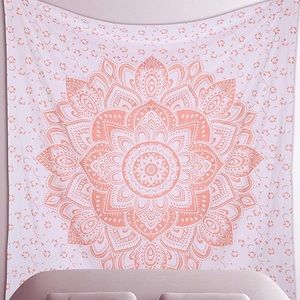 Pink and white tapestry